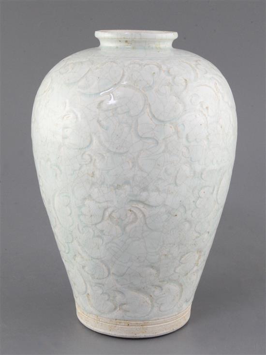 A Chinese Qingbai-type meiping, probably 17th / 18th century, height 26.5cm